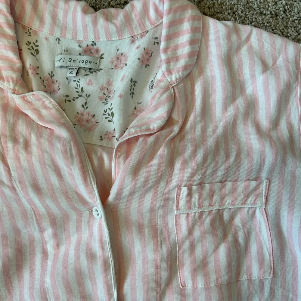 PJ Salvage Pink & White Striped Short Sleeve Pajama Set